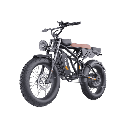 Electric bike with thick tires on a gray background