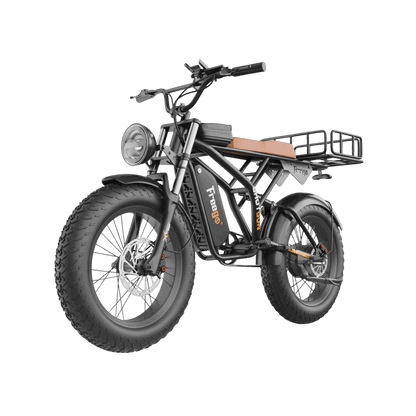 Electric bike with large wheels on a gray background
