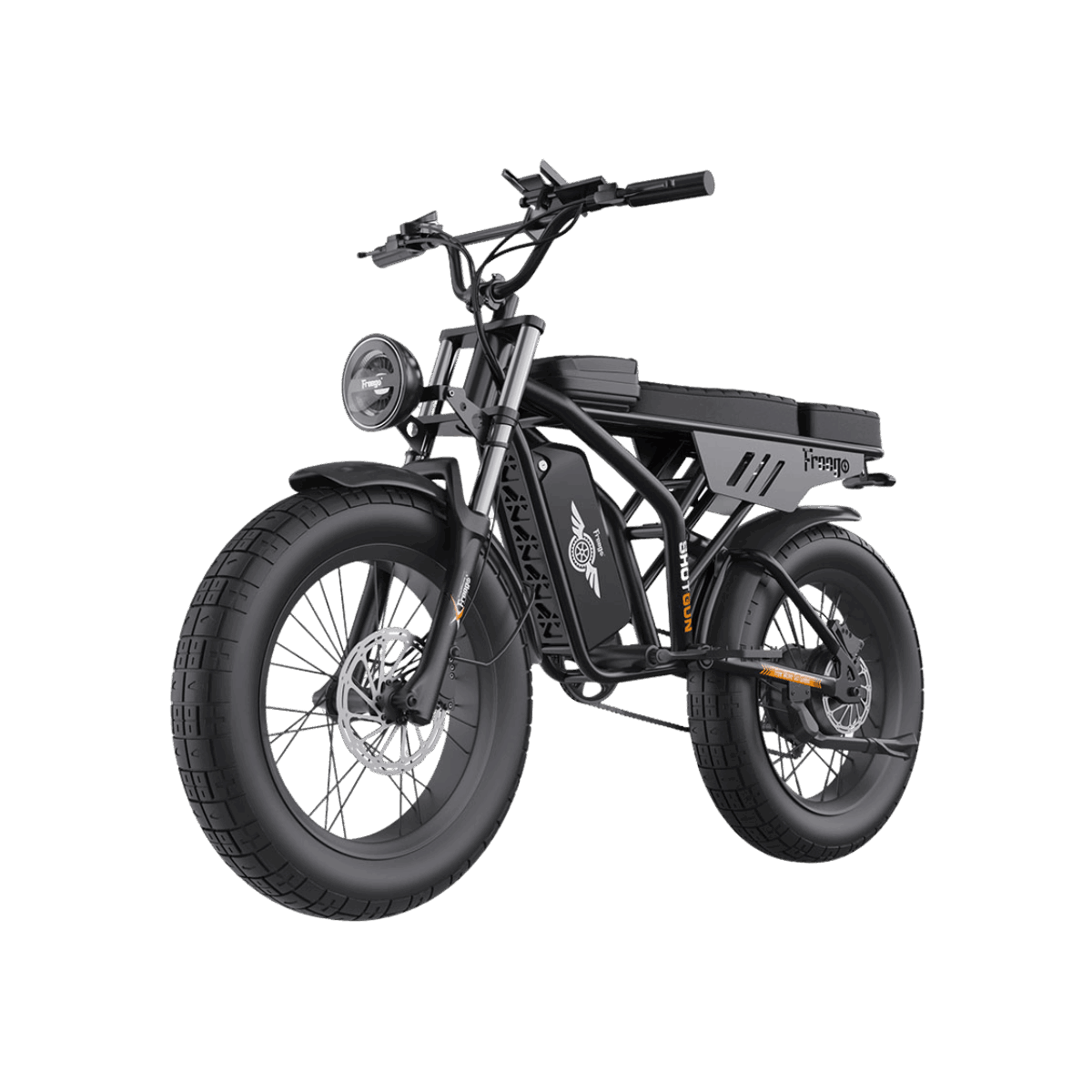 Freego F2 Pro fat-tire eBike with long range and thick tires, transparent background