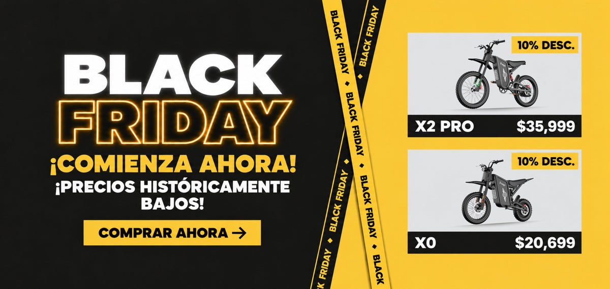 Freego Mexico Black Friday 2026 sale featuring X2 Pro and X0 electric dirt bikes with 10% off.