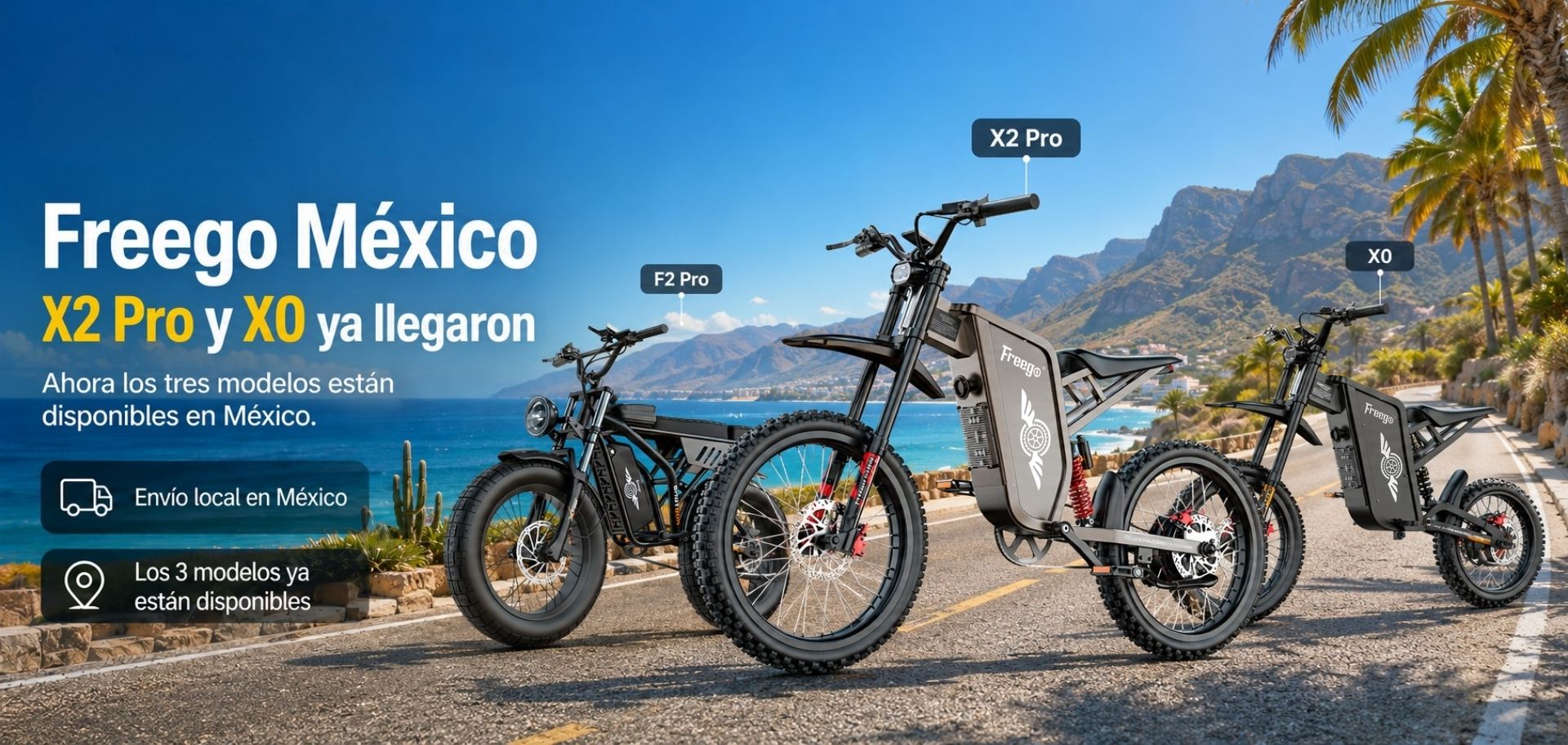 Freego México ebike F2 Pro, X2 Pro y X0 disponibles con envío local en México.