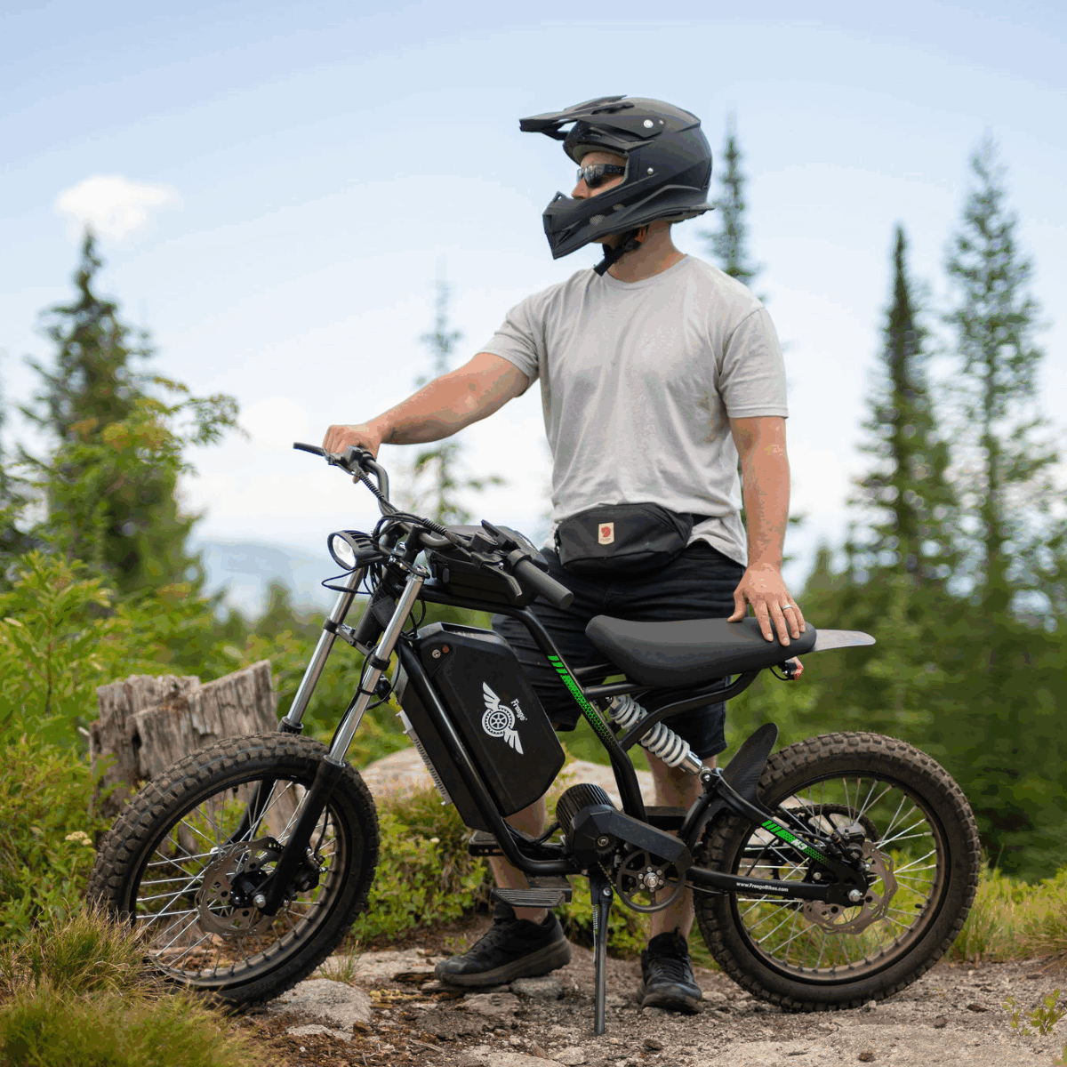 Nova 3 eBike parked on a scenic forest trail