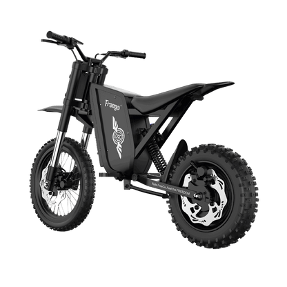 Freego X0 electric mini dirt bike for teens and adults, featuring a high-performance 3600W peak motor and full suspension, isolated on a transparent background.