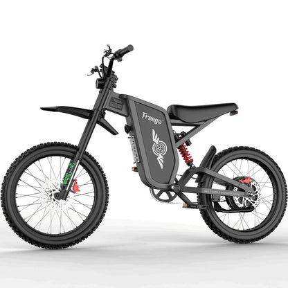 Bicicleta eléctrica todoterreno Freego X2 Pro, vista lateral orientada hacia la izquierda