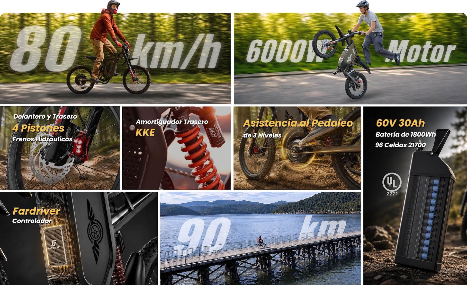 Freego X2 Pro electric bike performance overview featuring 6000W peak motor power, 50 mph top speed.
